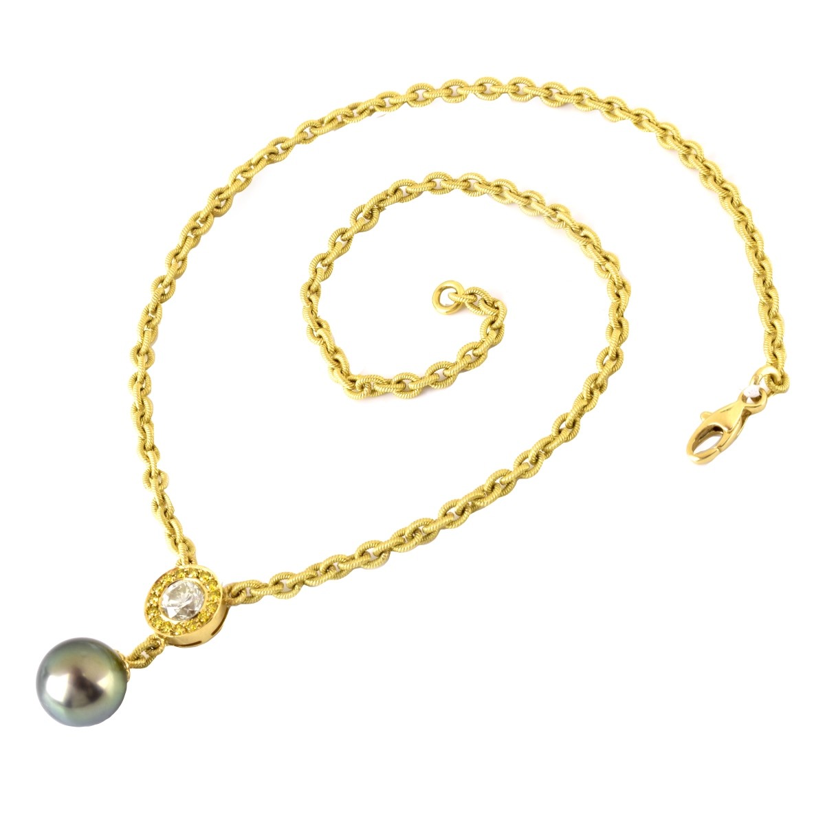 Diamond, South Sea Pearl and 18K Gold Necklace