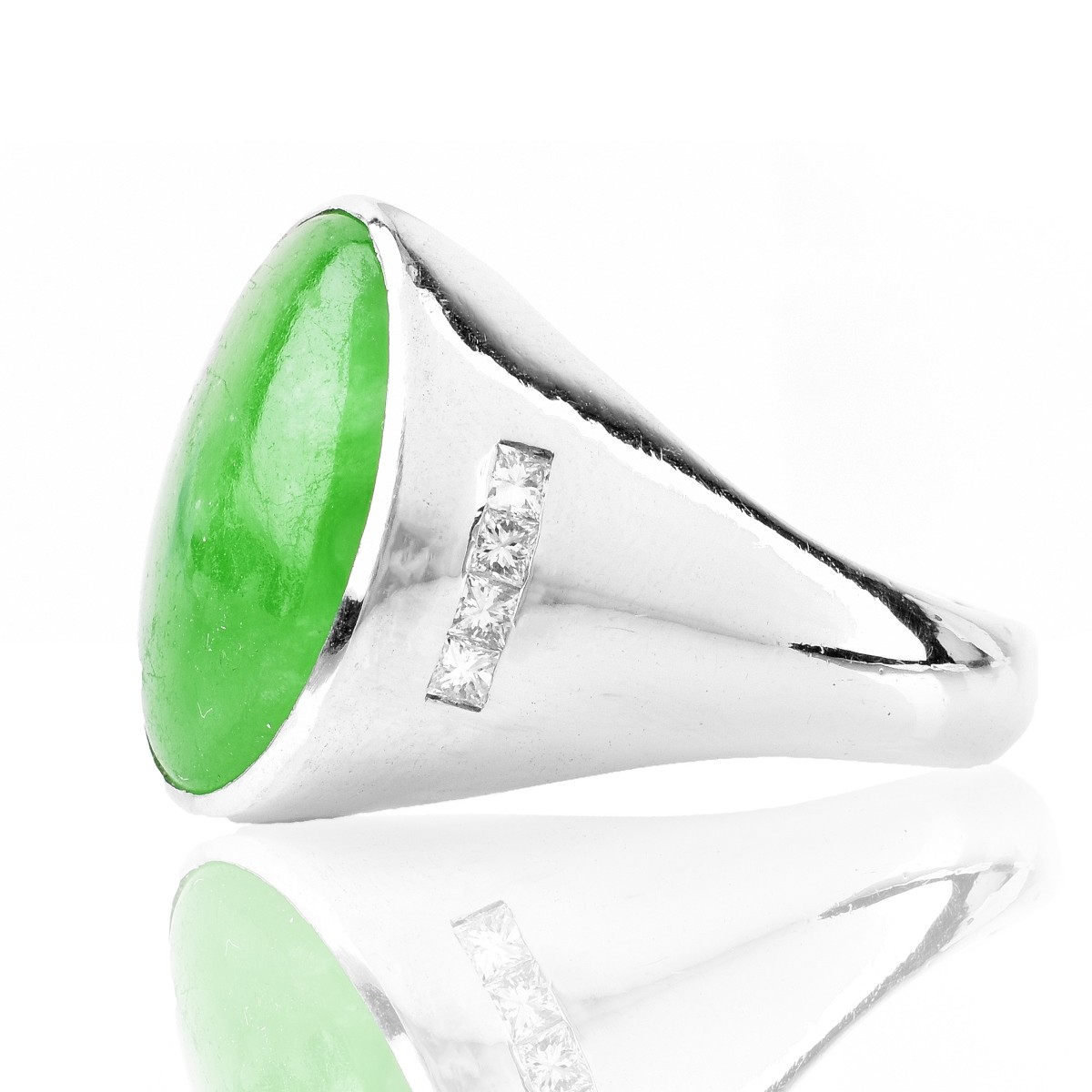Man's Jade, Diamond and Platinum Ring