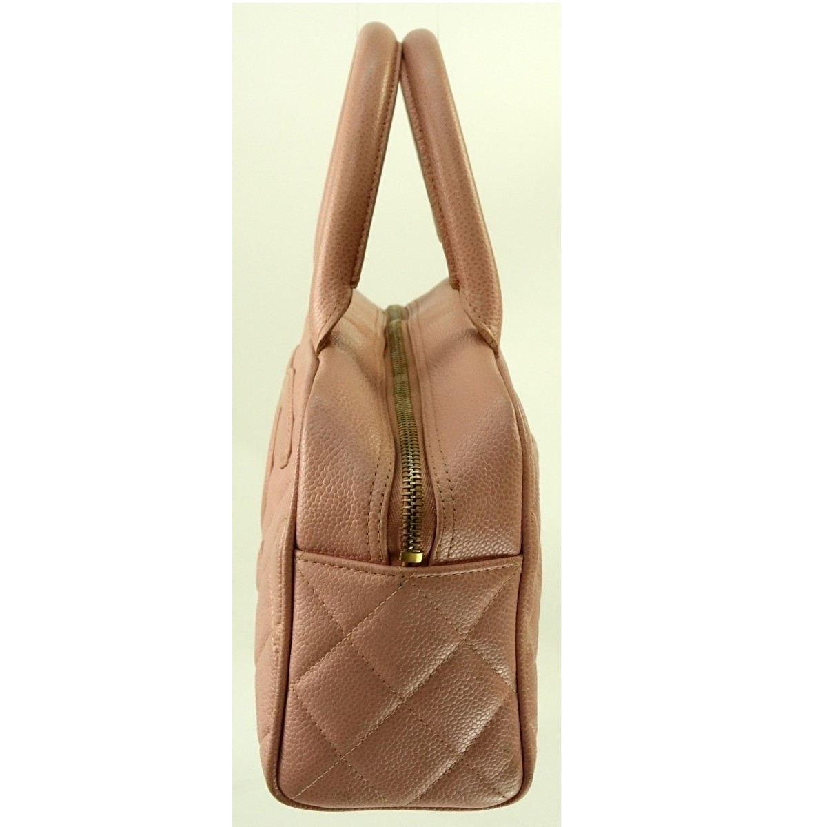 Chanel Pink Quilted Caviar Leather Front Logo Bag