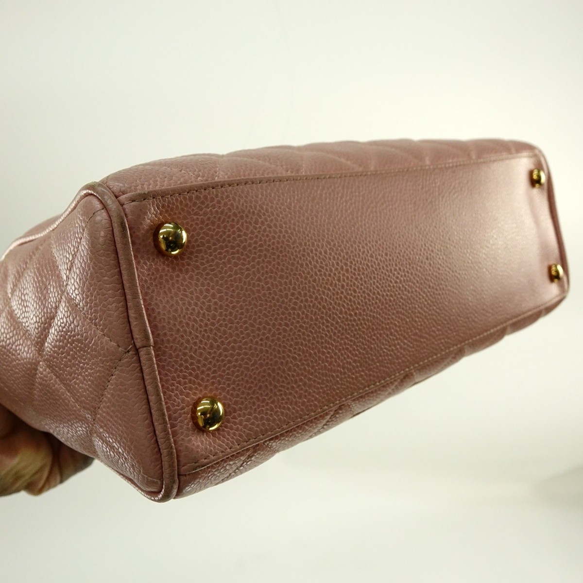 Chanel Pink Quilted Caviar Leather Front Logo Bag