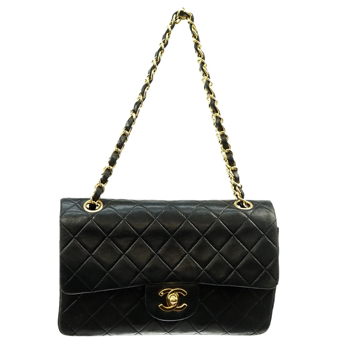 Chanel Black Quilted Leather Double Flap Bag 23