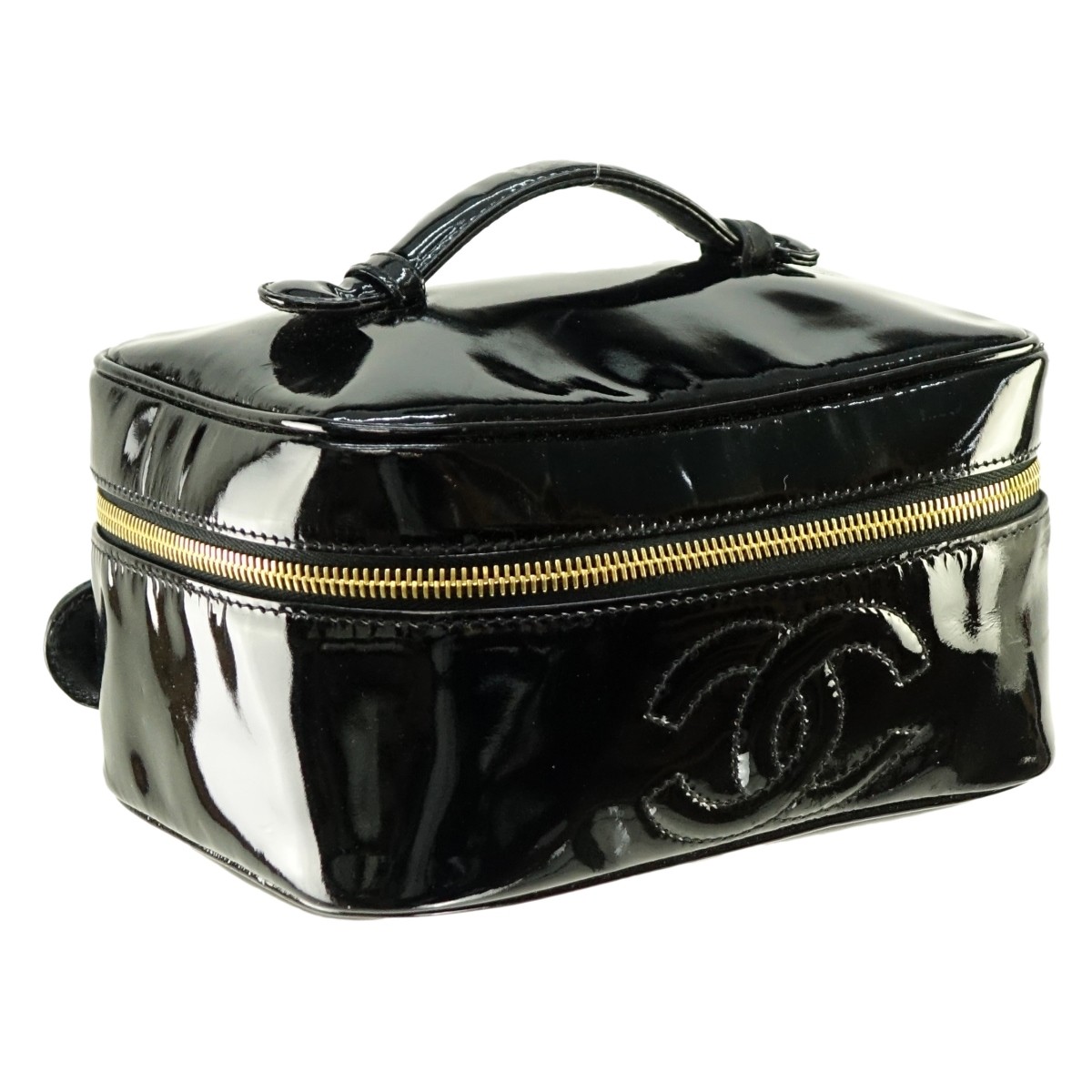Chanel Black Patent Leather Cosmetic Bag Kodner Auctions