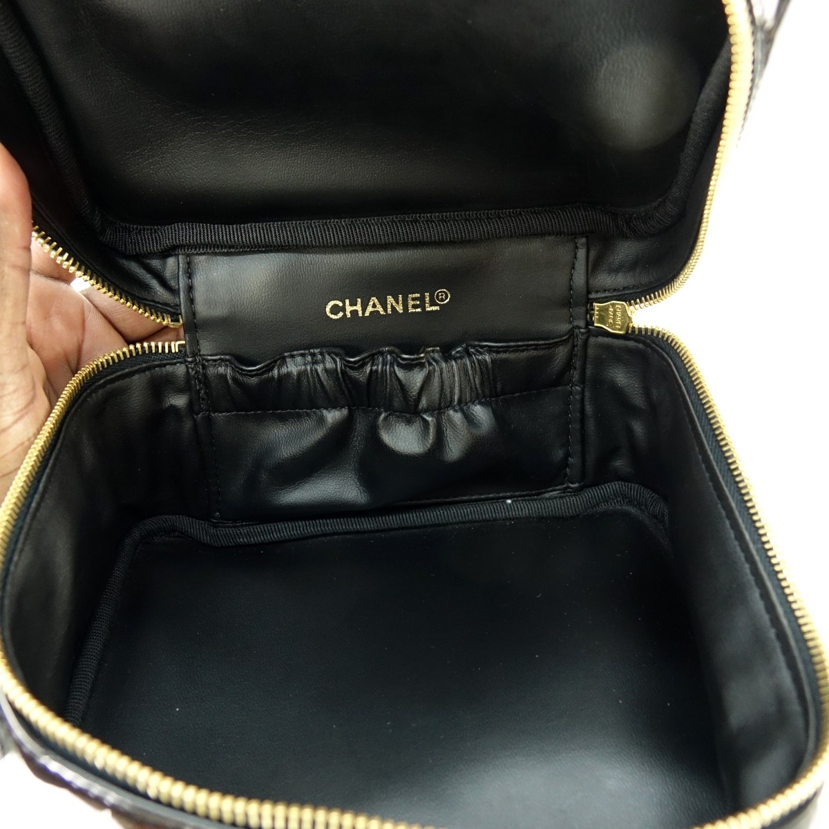Chanel Black Patent Leather Cosmetic Bag