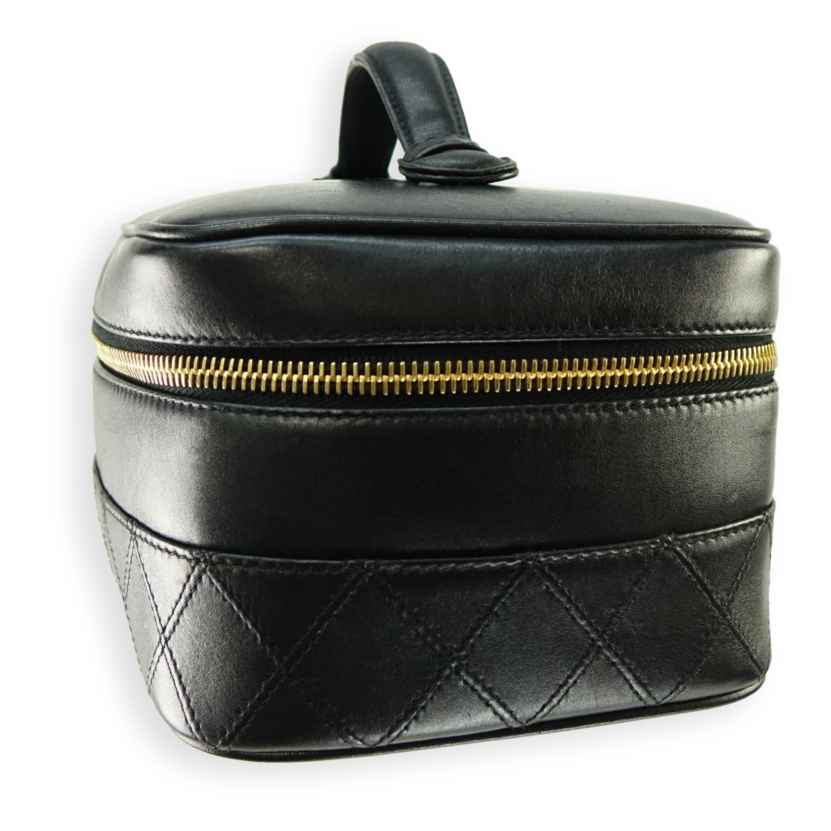 Chanel Black Quilted Leather Cosmetic Bag