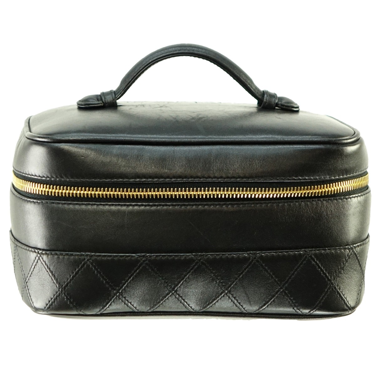 Chanel Black Quilted Leather Cosmetic Bag