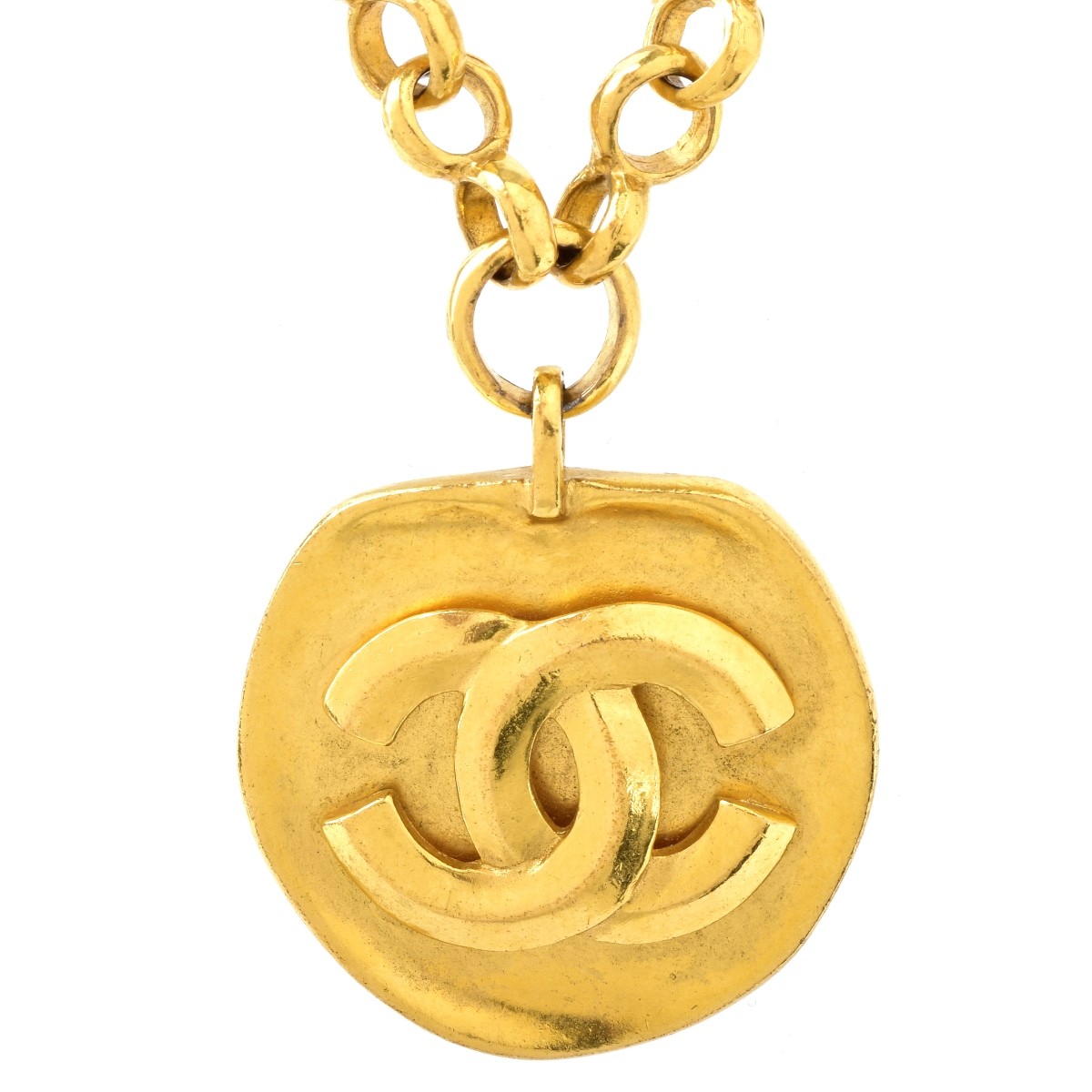 Chanel Gold Tone Logo Necklace