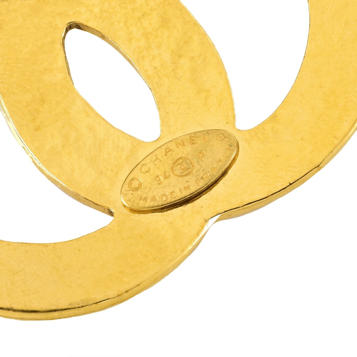 Chanel Gold Tone Matelasse Logo Necklace
