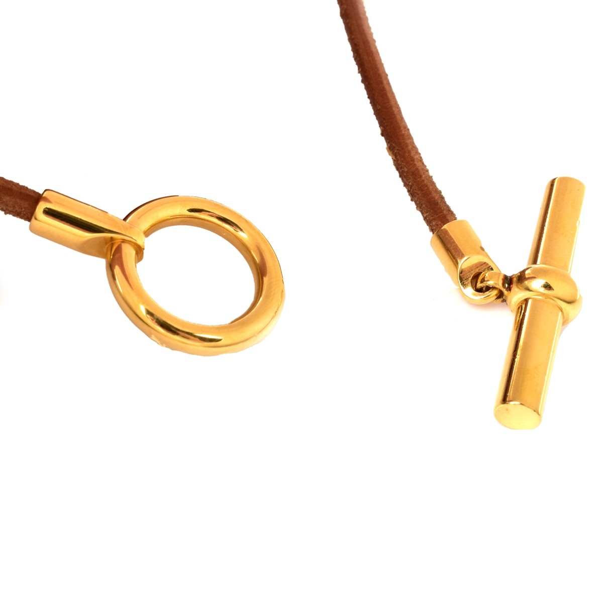Hermes Tan Leather Toggle Double Tour Bracelet
