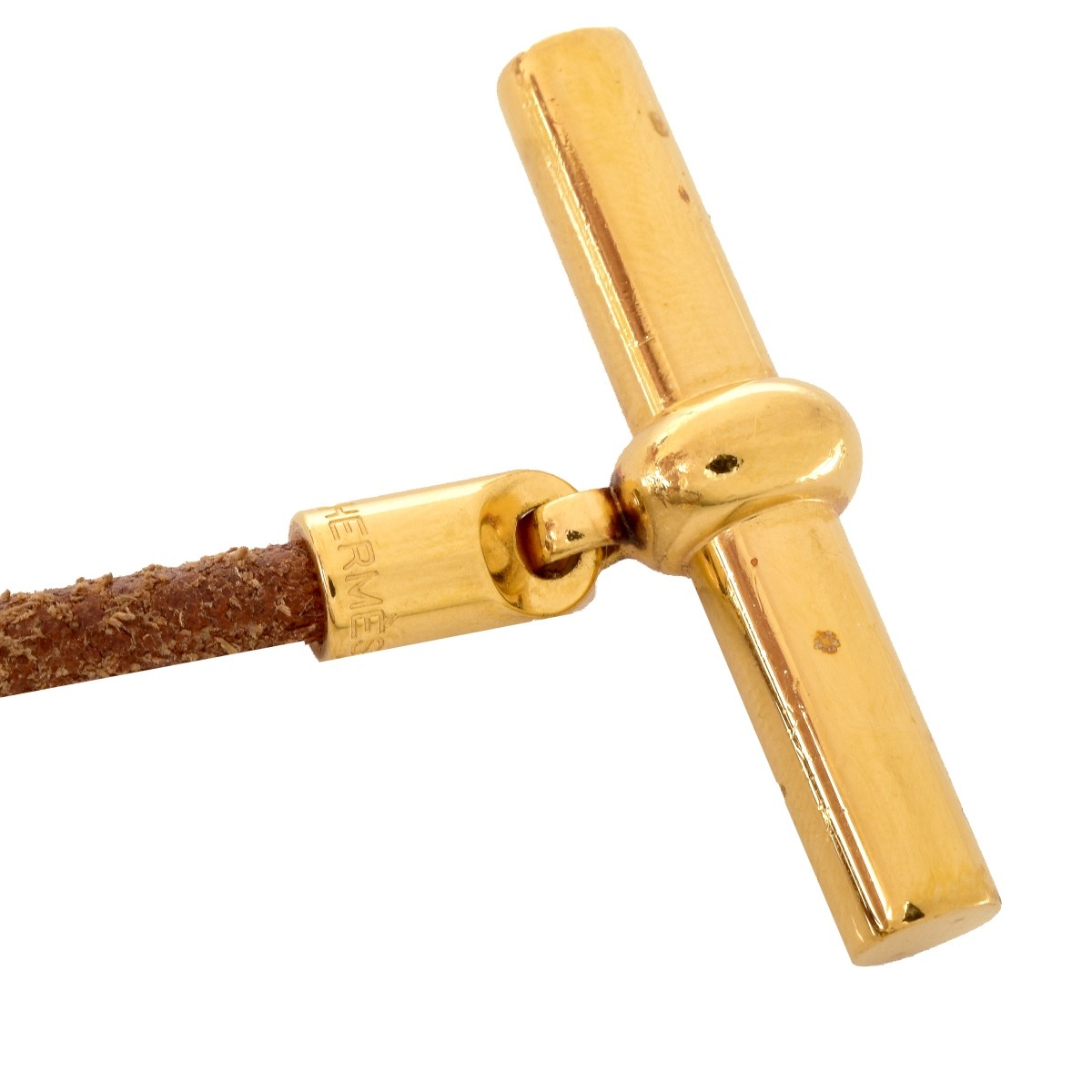 Hermes Tan Leather Toggle Double Tour Bracelet