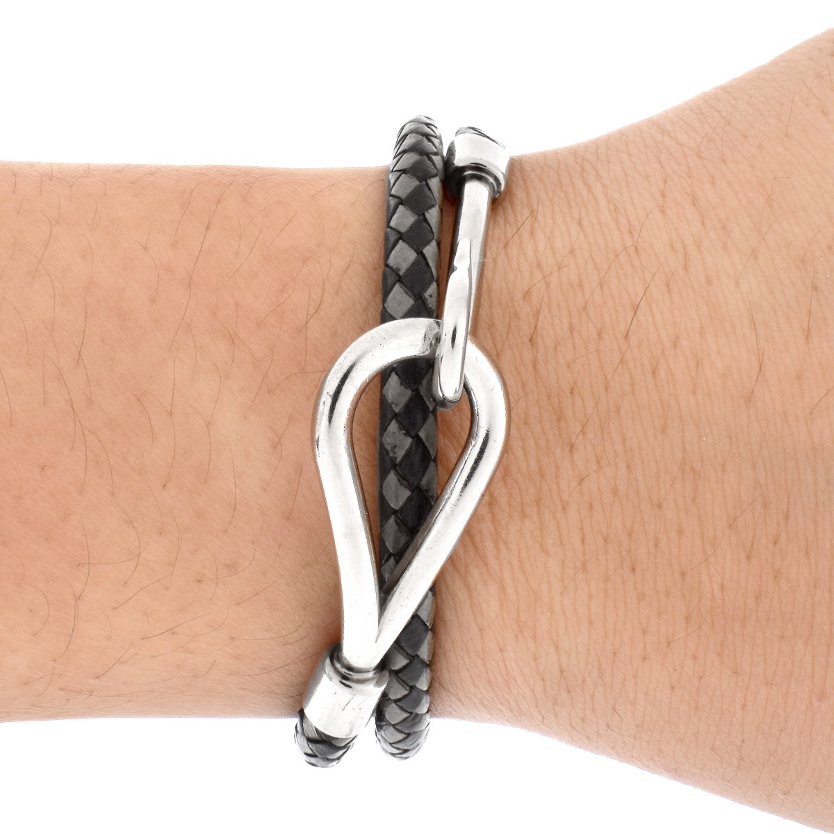 Hermes Black/Grey Leather Double Tour Bracelet