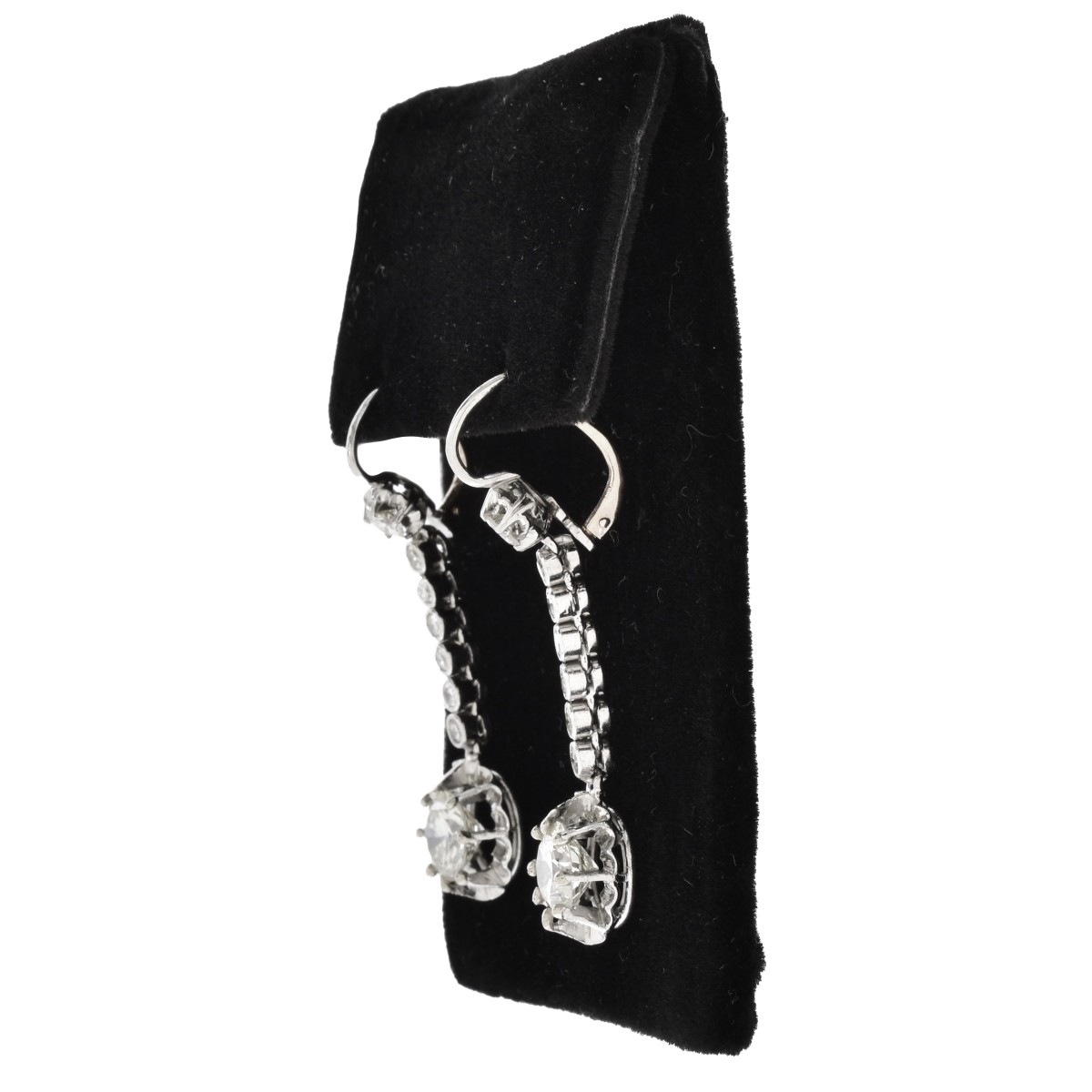 Diamond, Platinum and 14K Gold Earrings.