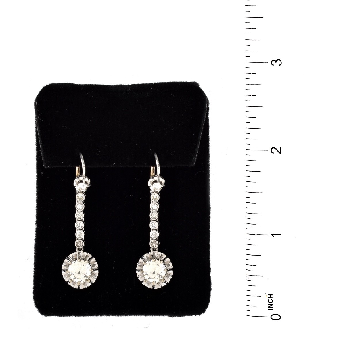 Diamond, Platinum and 14K Gold Earrings.