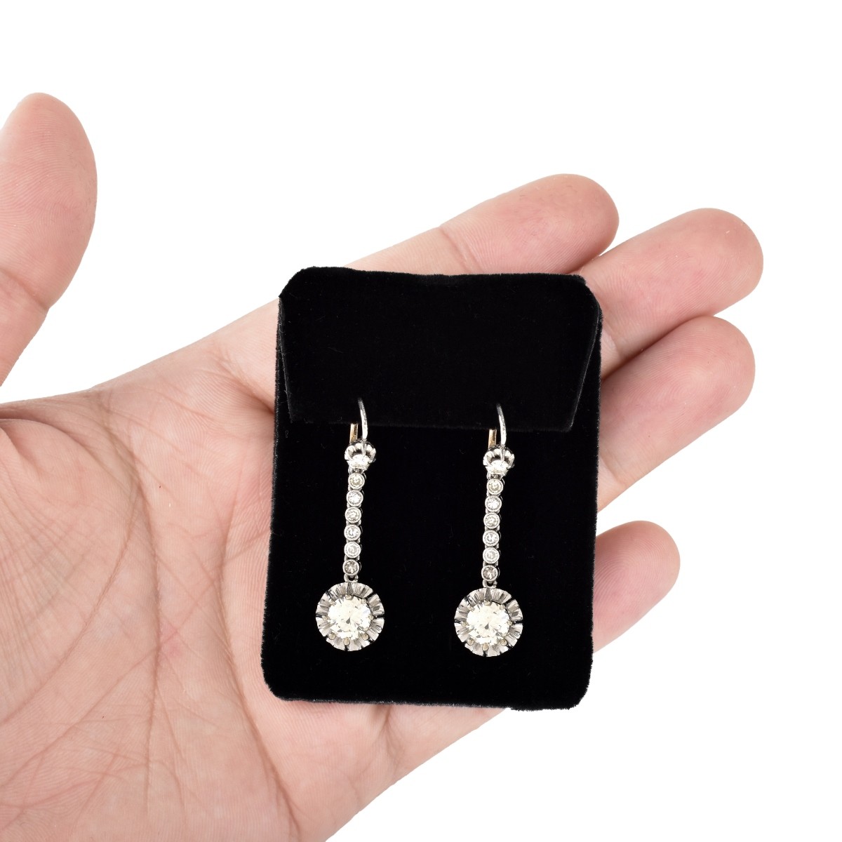 Diamond, Platinum and 14K Gold Earrings.
