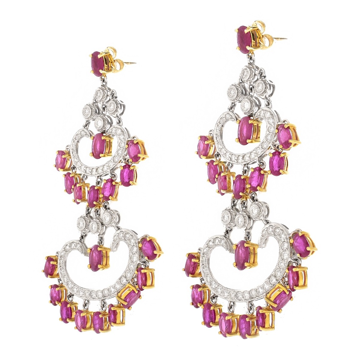 Ruby, Diamond and 14K Gold Earrings