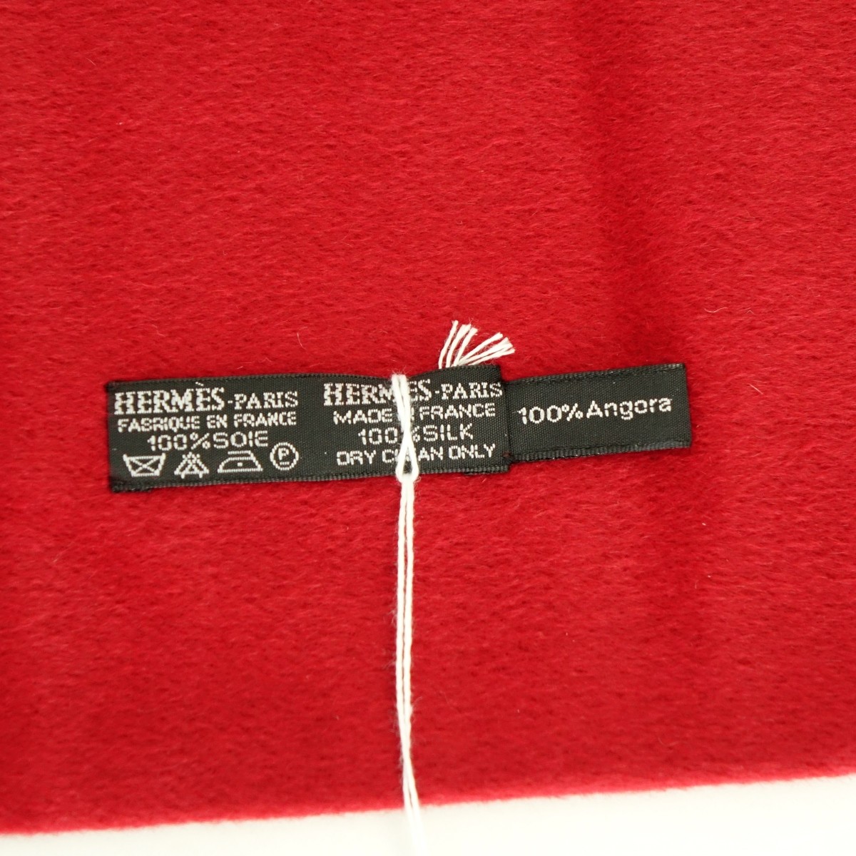 Hermes Red/Blue Silk and Angora Winter Scarf