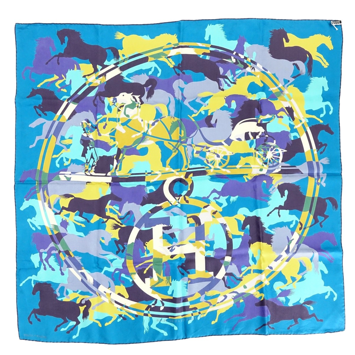 Hermes Ex Libris en Camouflage Twill Silk Scarf