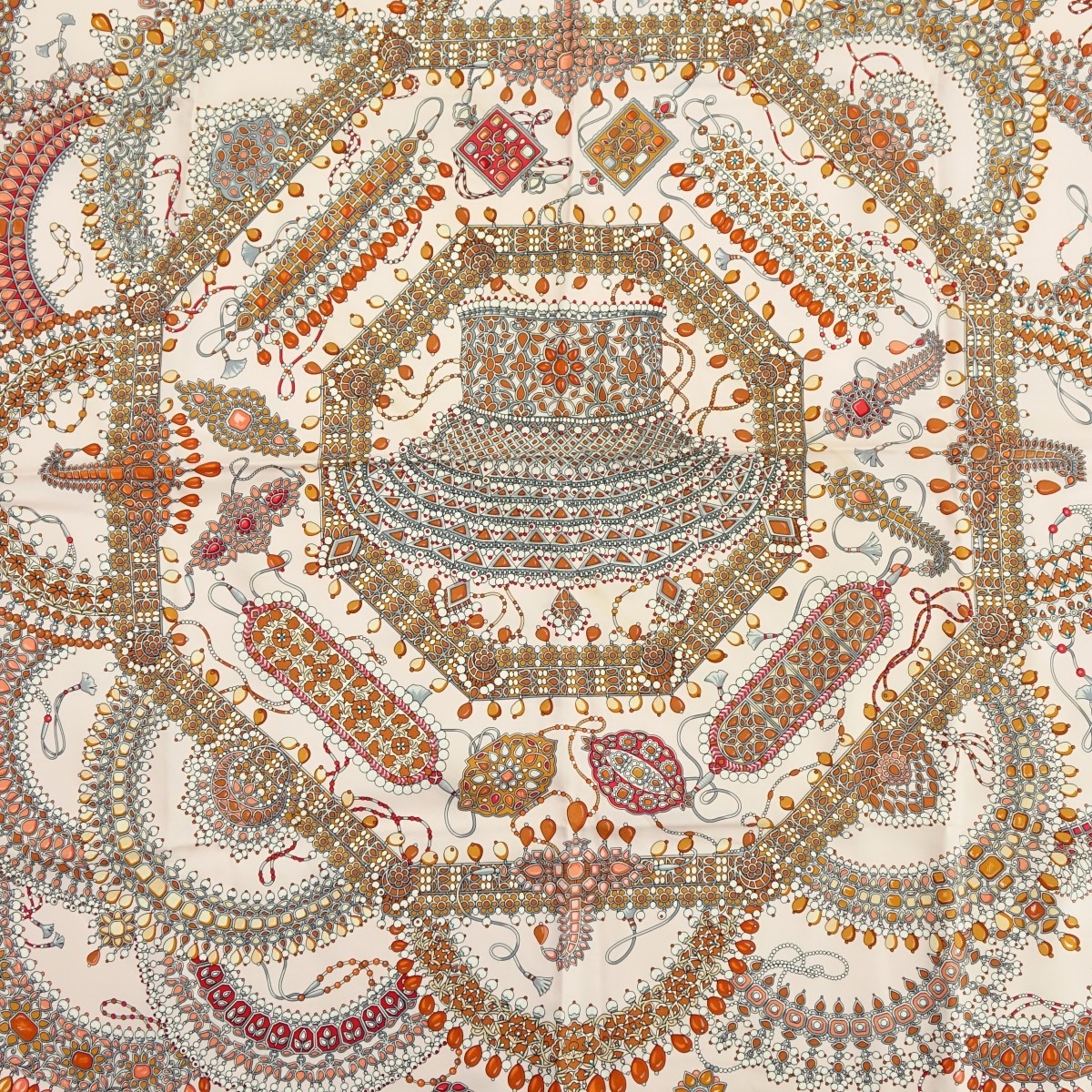 Hermes Pink Paruresde Maharajas Twill Silk Scarf