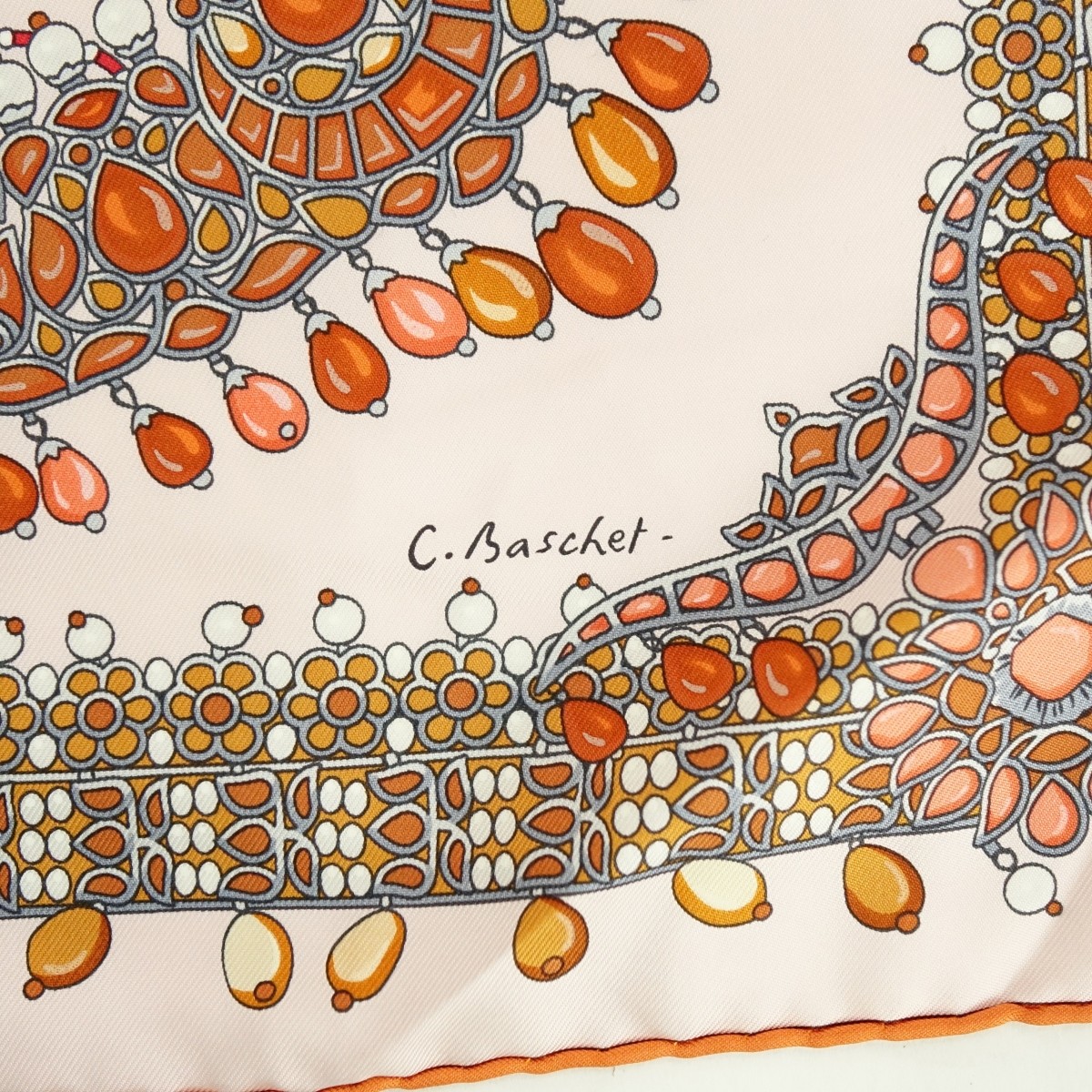 Hermes Pink Paruresde Maharajas Twill Silk Scarf