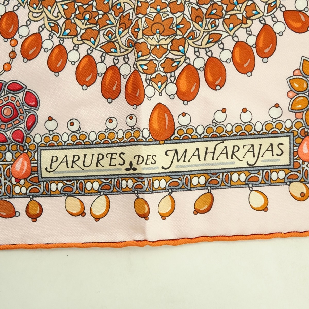 Hermes Pink Paruresde Maharajas Twill Silk Scarf
