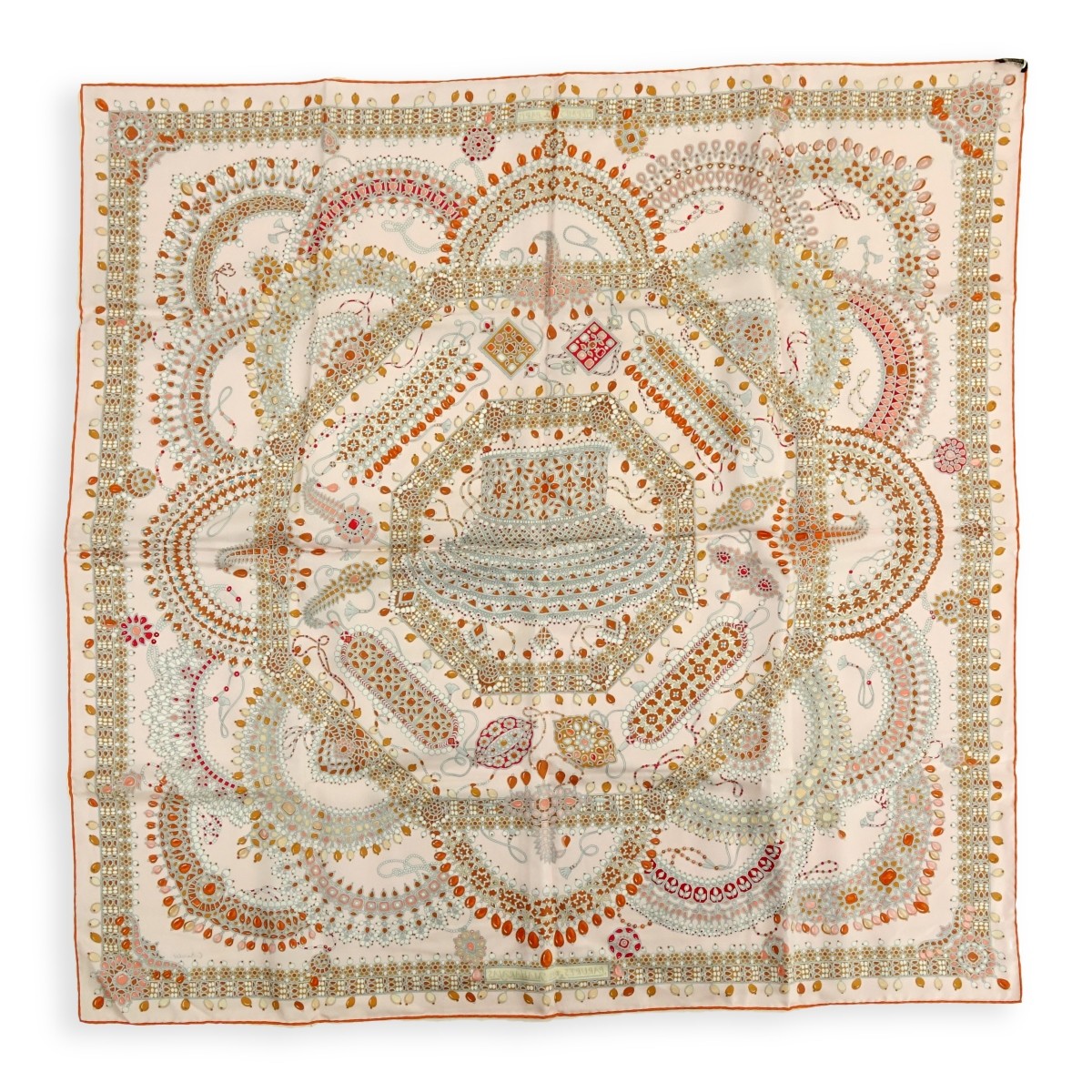 Hermes Pink Paruresde Maharajas Twill Silk Scarf