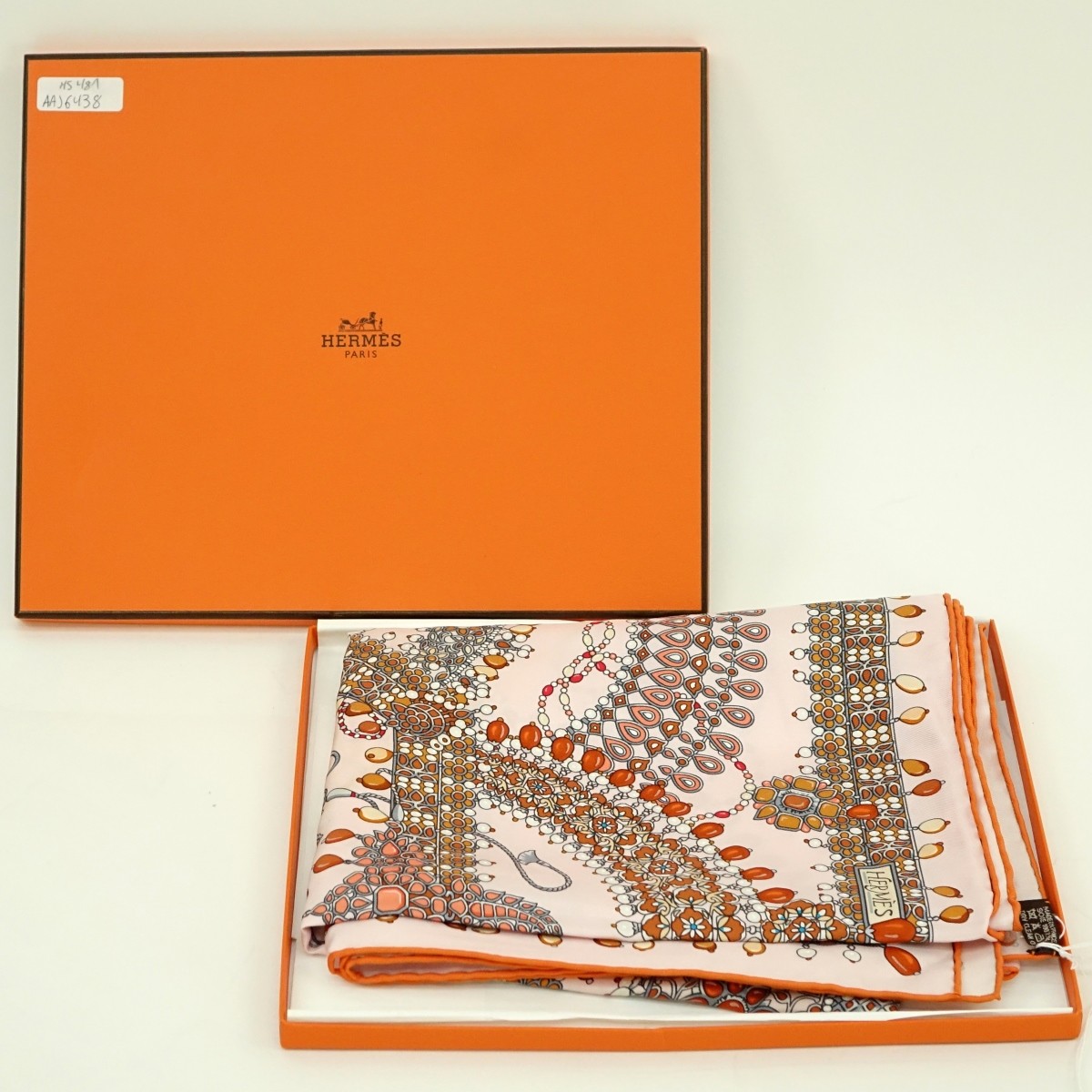Hermes Pink Paruresde Maharajas Twill Silk Scarf