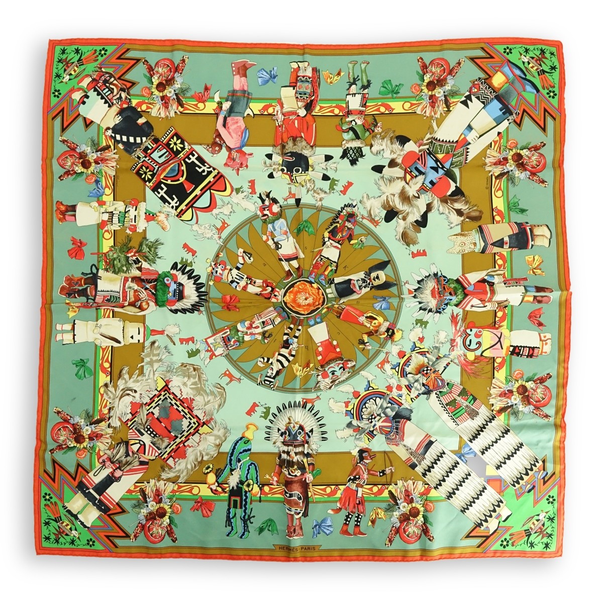 Hermes Kermit Oliver Kachinas Twill Silk Scarf