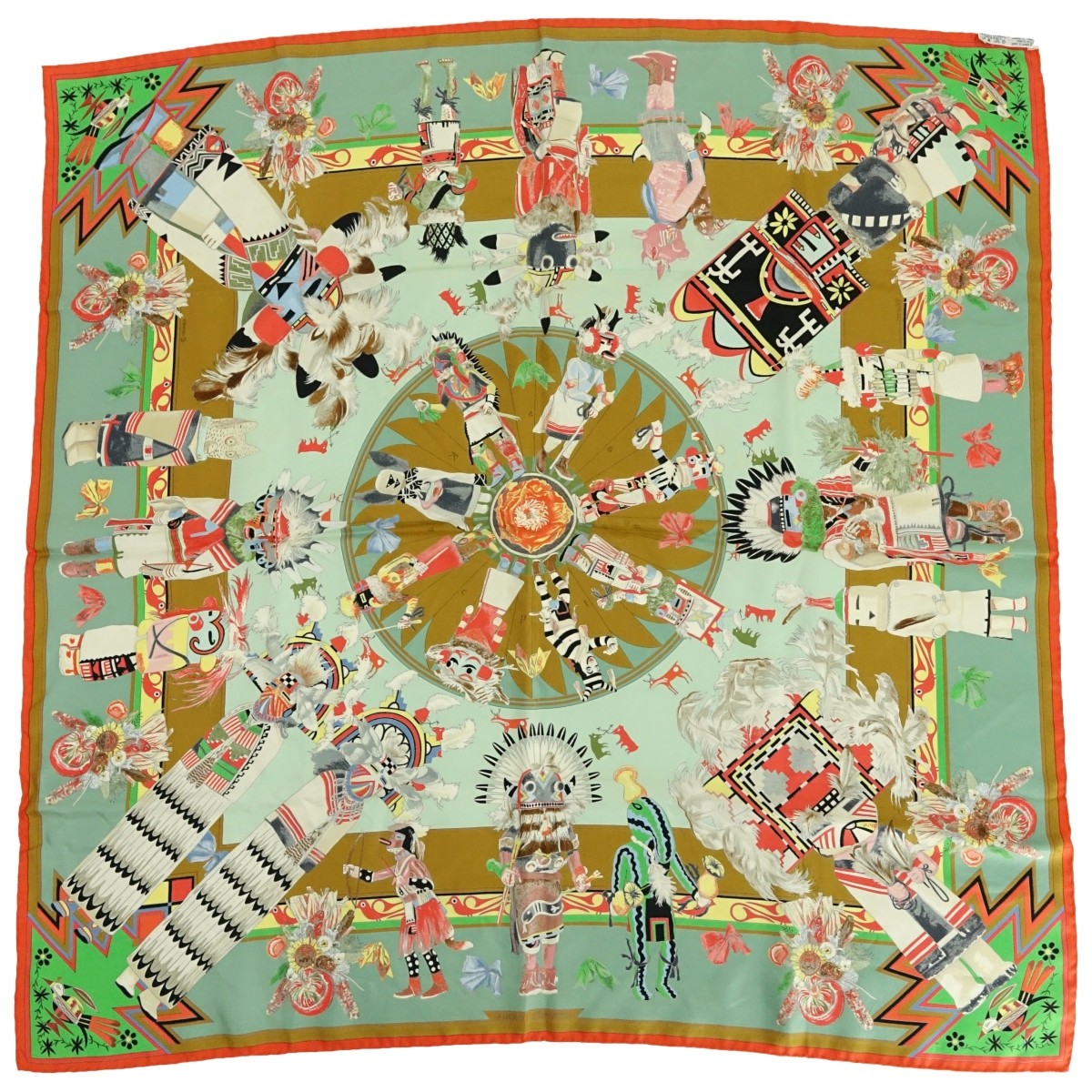 Hermes Kermit Oliver Kachinas Twill Silk Scarf