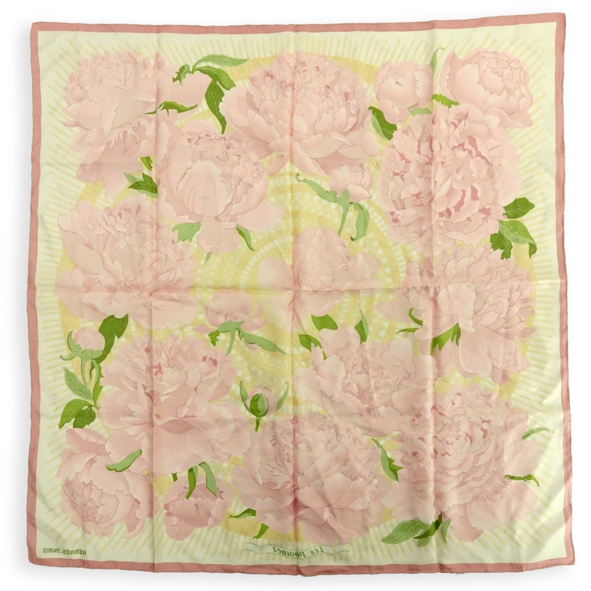 Hermes Les Pivoines Twill Silk Scarf
