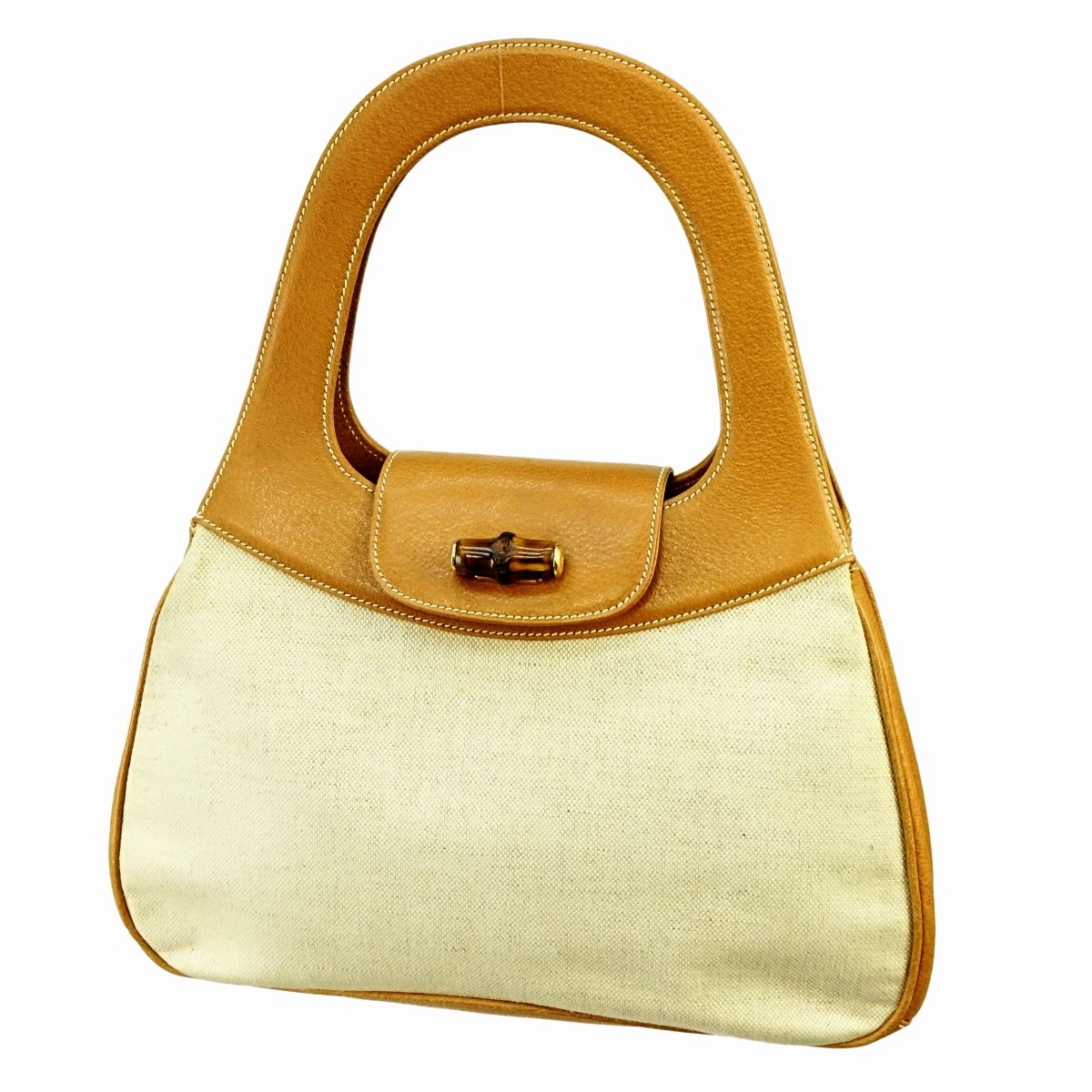 Gucci Vintage Canvas & Leather Top Handle Handbag