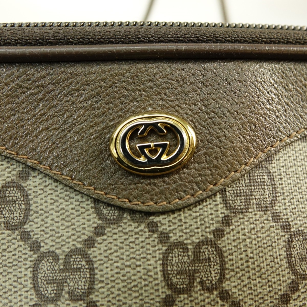 Gucci Beige Coated Canvas Shoulder Bag