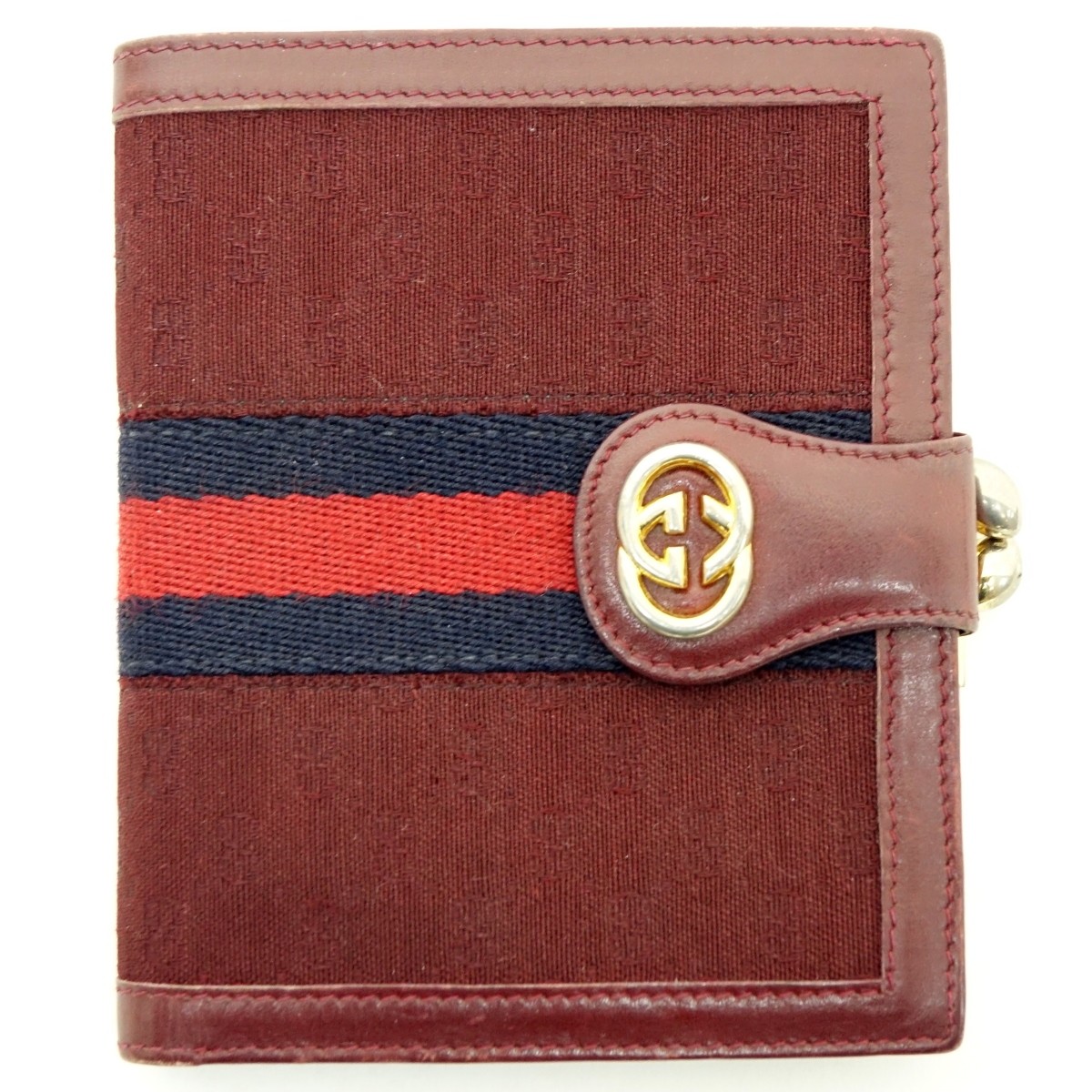 Gucci Bordeaux Monogrammed Canvas Trifold Wallet