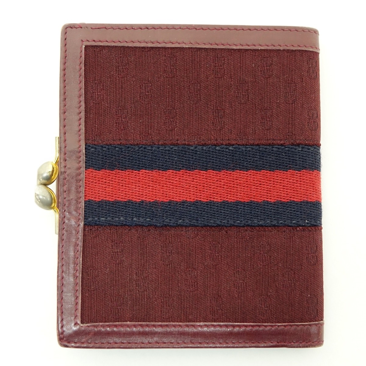 Gucci Bordeaux Monogrammed Canvas Trifold Wallet