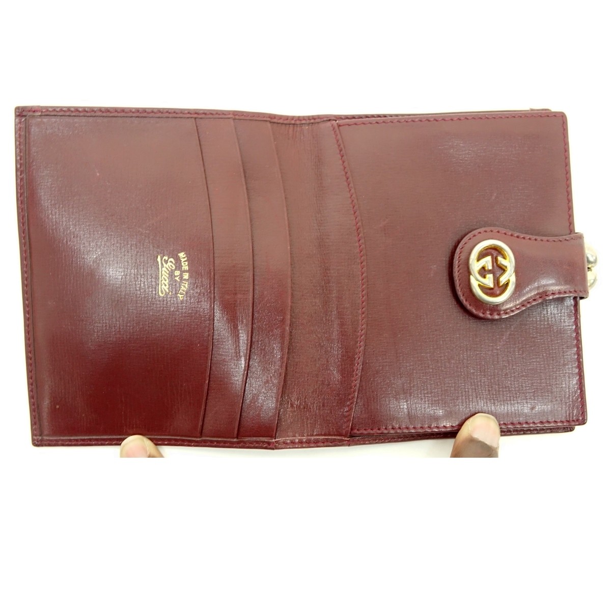 Gucci Bordeaux Monogrammed Canvas Trifold Wallet