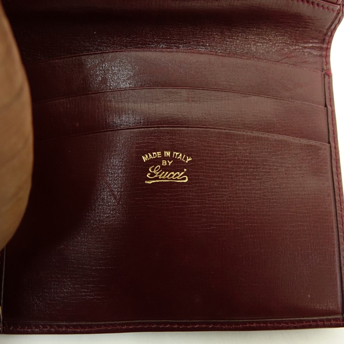 Gucci Bordeaux Monogrammed Canvas Trifold Wallet