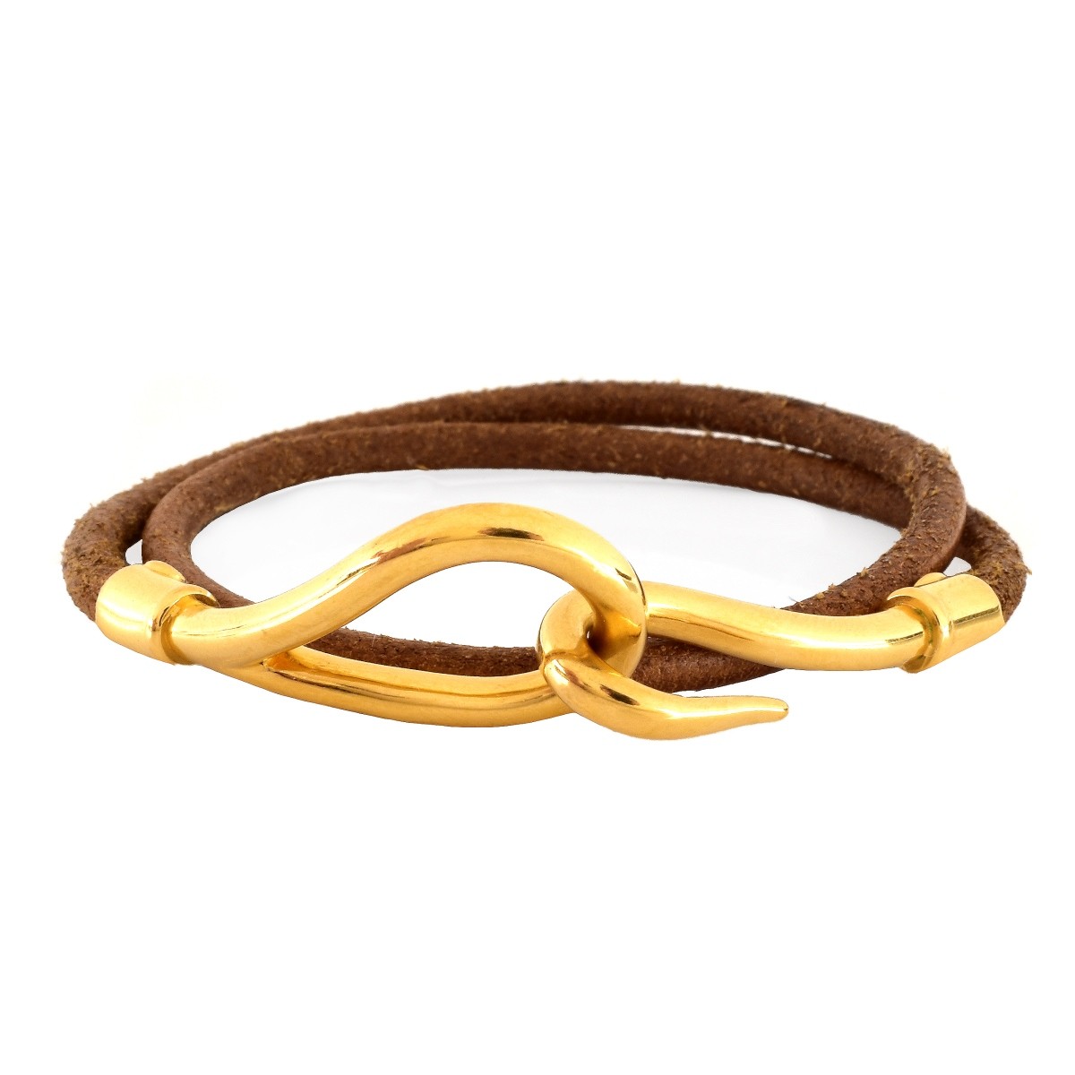 Hermes Brown Leather Jumbo Double Tour Bracelet