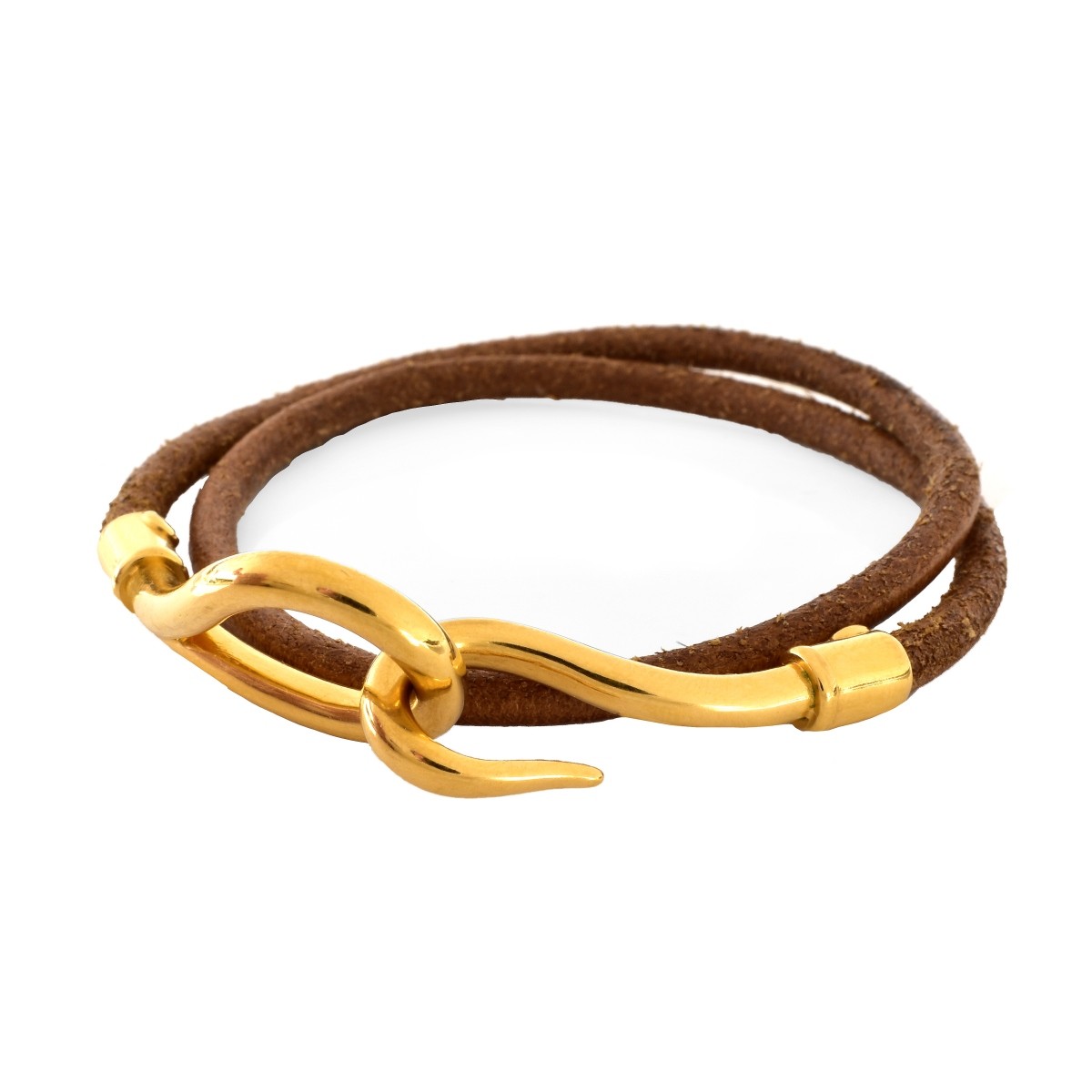 Hermes Brown Leather Jumbo Double Tour Bracelet