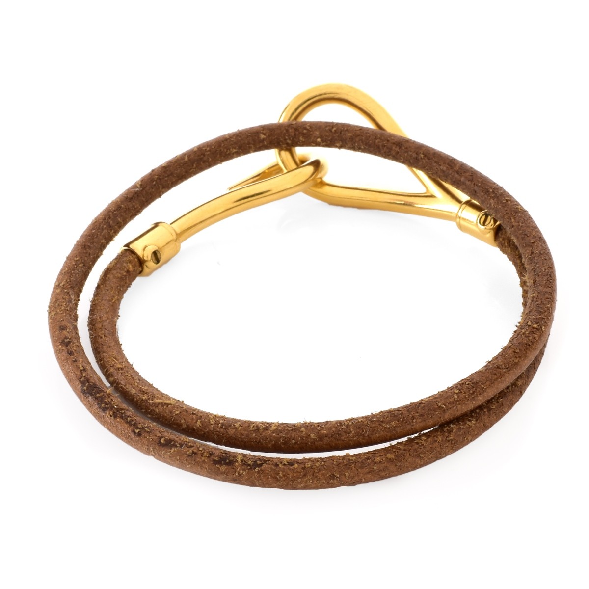 Hermes Brown Leather Jumbo Double Tour Bracelet