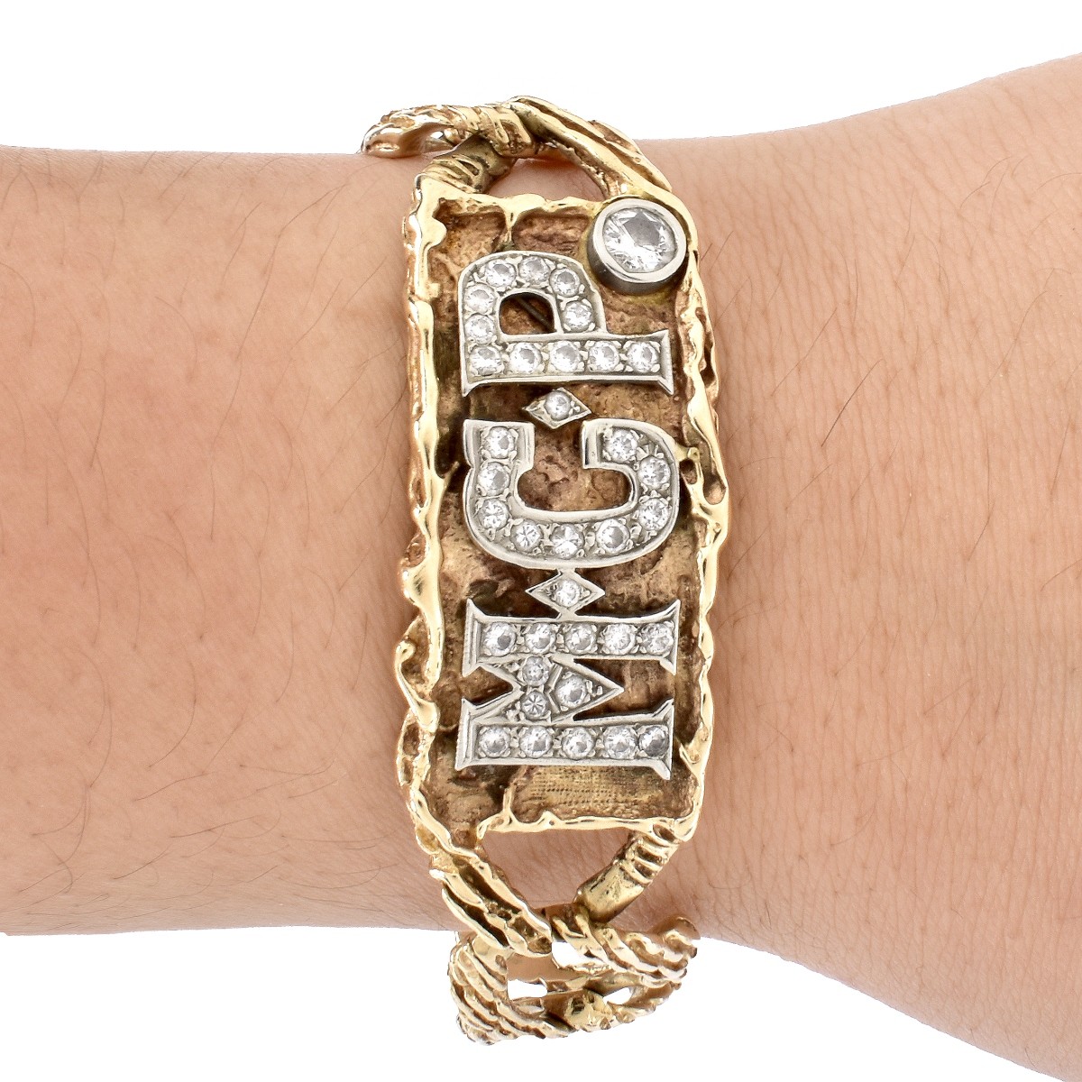 Man's Vintage Diamond and 14K Gold Bracelet
