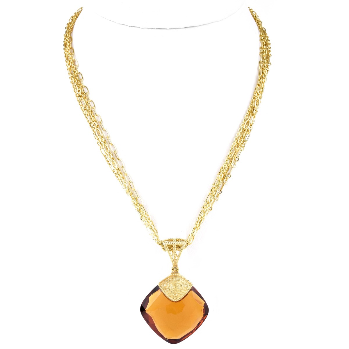Italian Citrine and 14K Gold Necklace