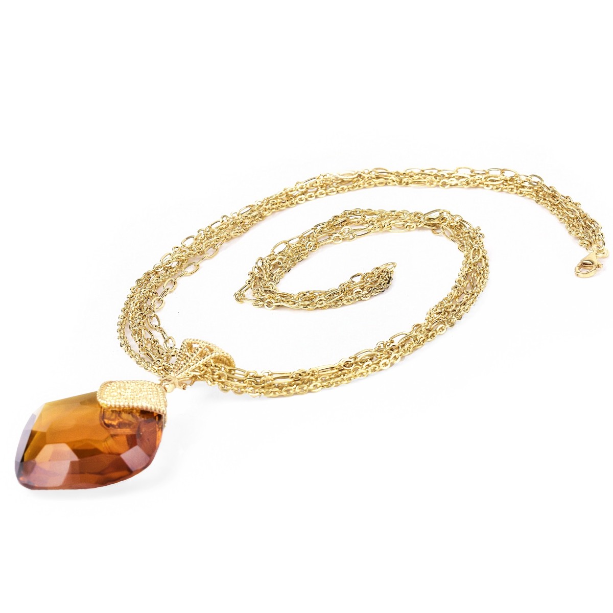 Italian Citrine and 14K Gold Necklace