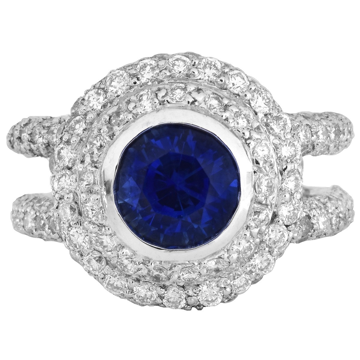 Sapphire, Diamond and 18K Gold Ring