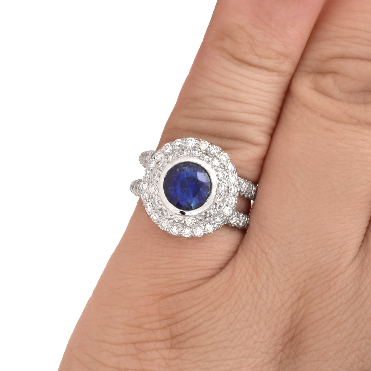 Sapphire, Diamond and 18K Gold Ring