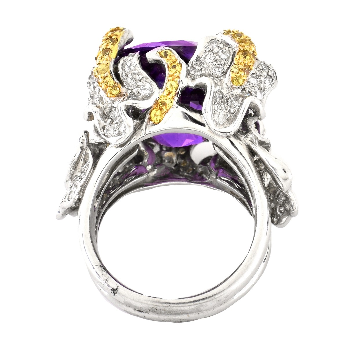 Amethyst, Diamond, Yellow Sapphire Ring