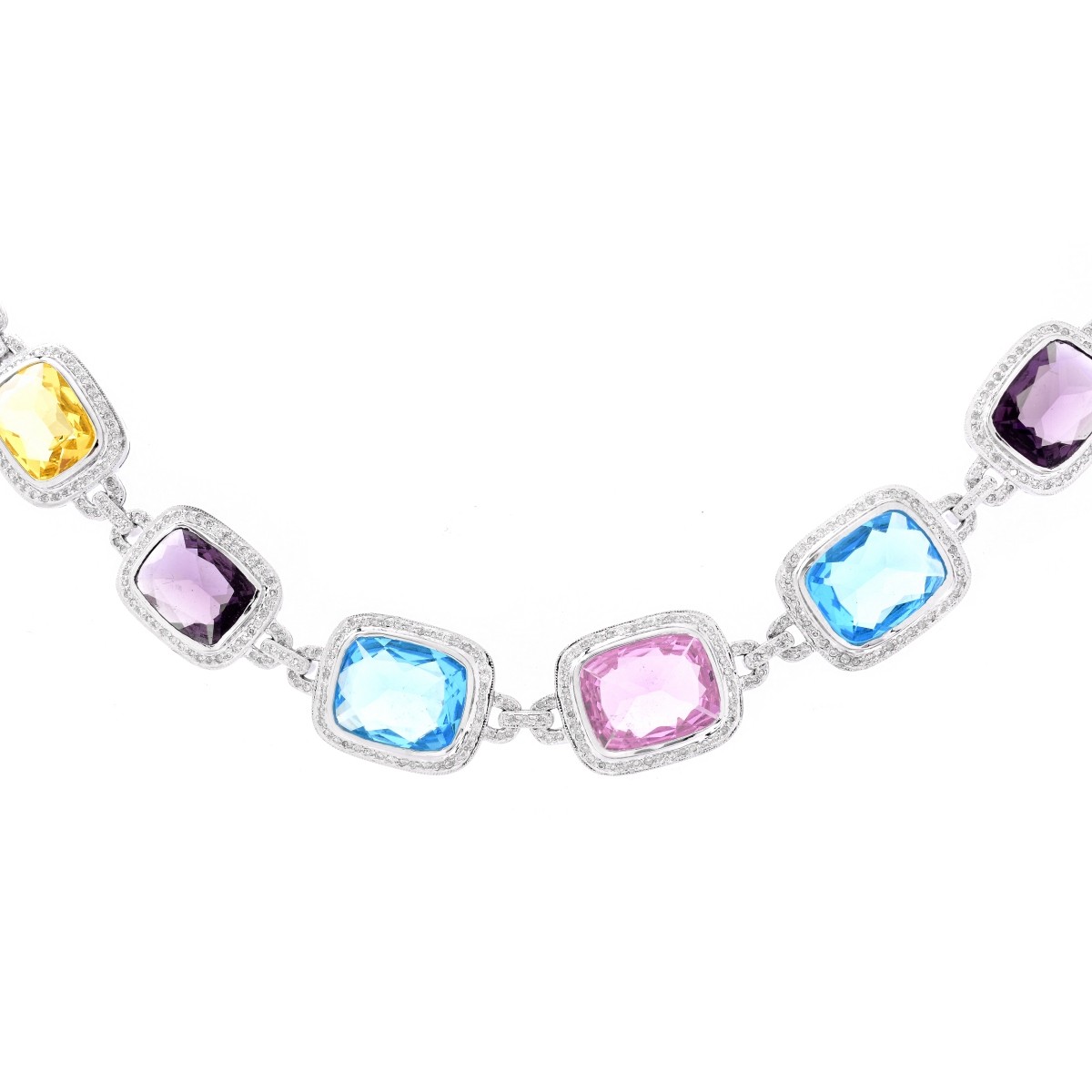 Diamond, Multi Gemstone and 14K Gold Necklace