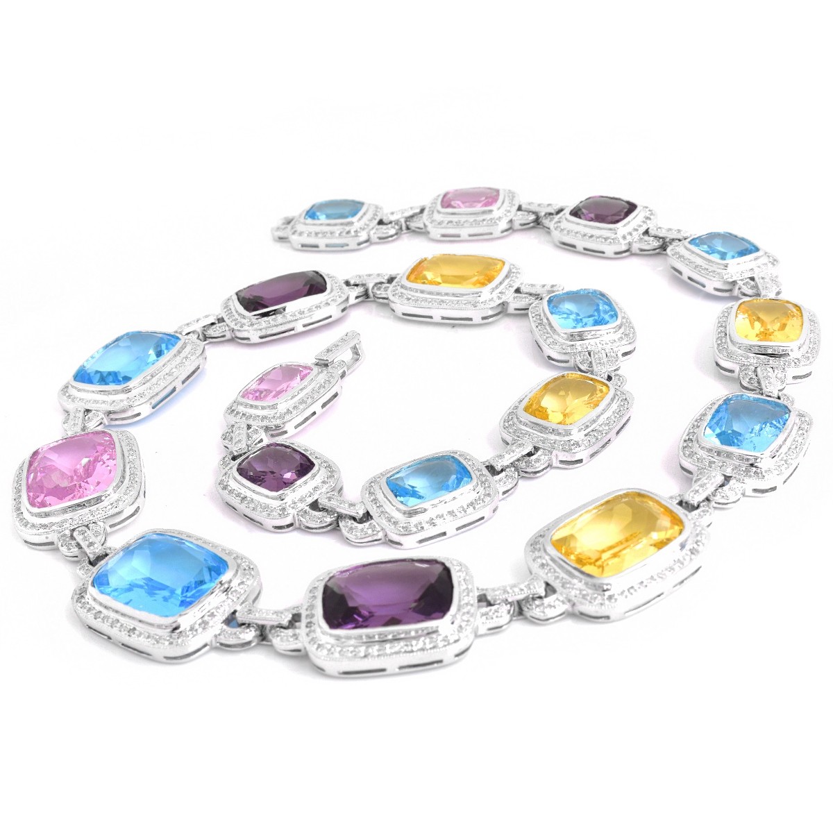 Diamond, Multi Gemstone and 14K Gold Necklace