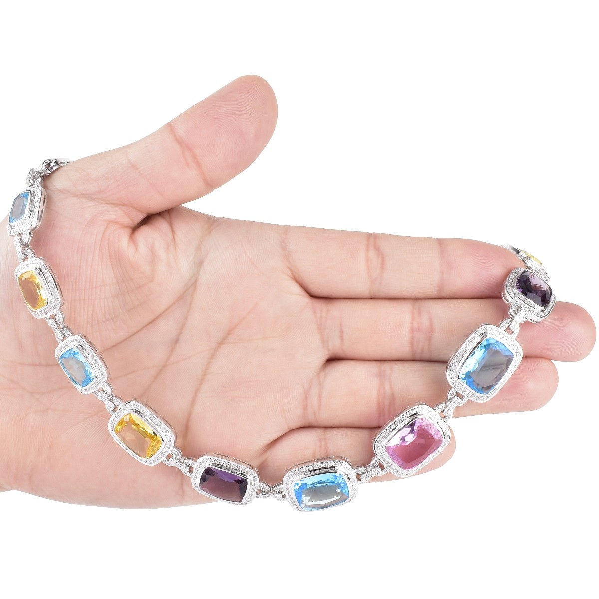 Diamond, Multi Gemstone and 14K Gold Necklace
