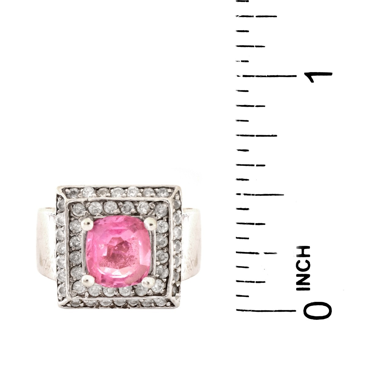 Pink Stone, Diamond and 14K Gold Ring