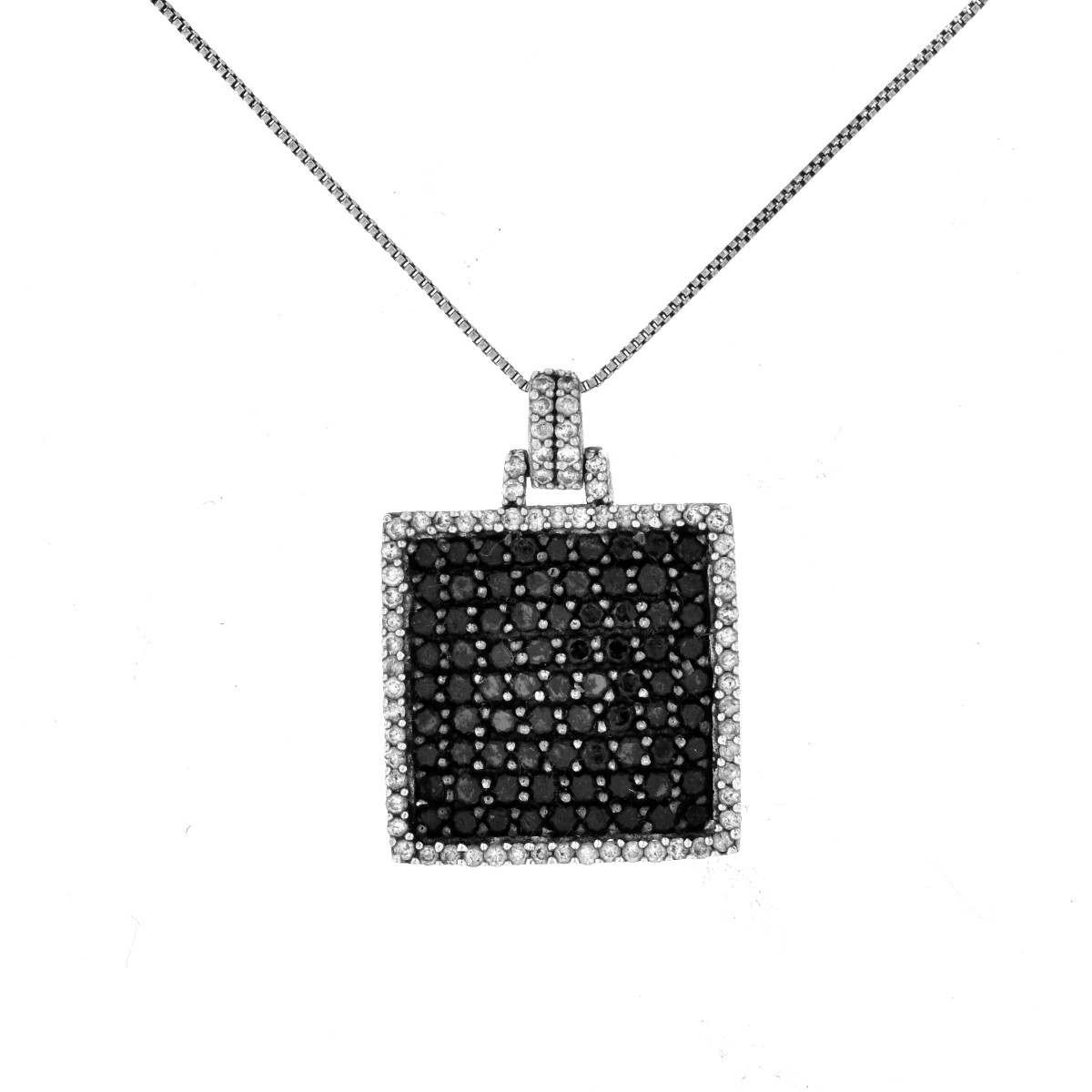 Black Diamond and 14K Gold Pendant Necklace