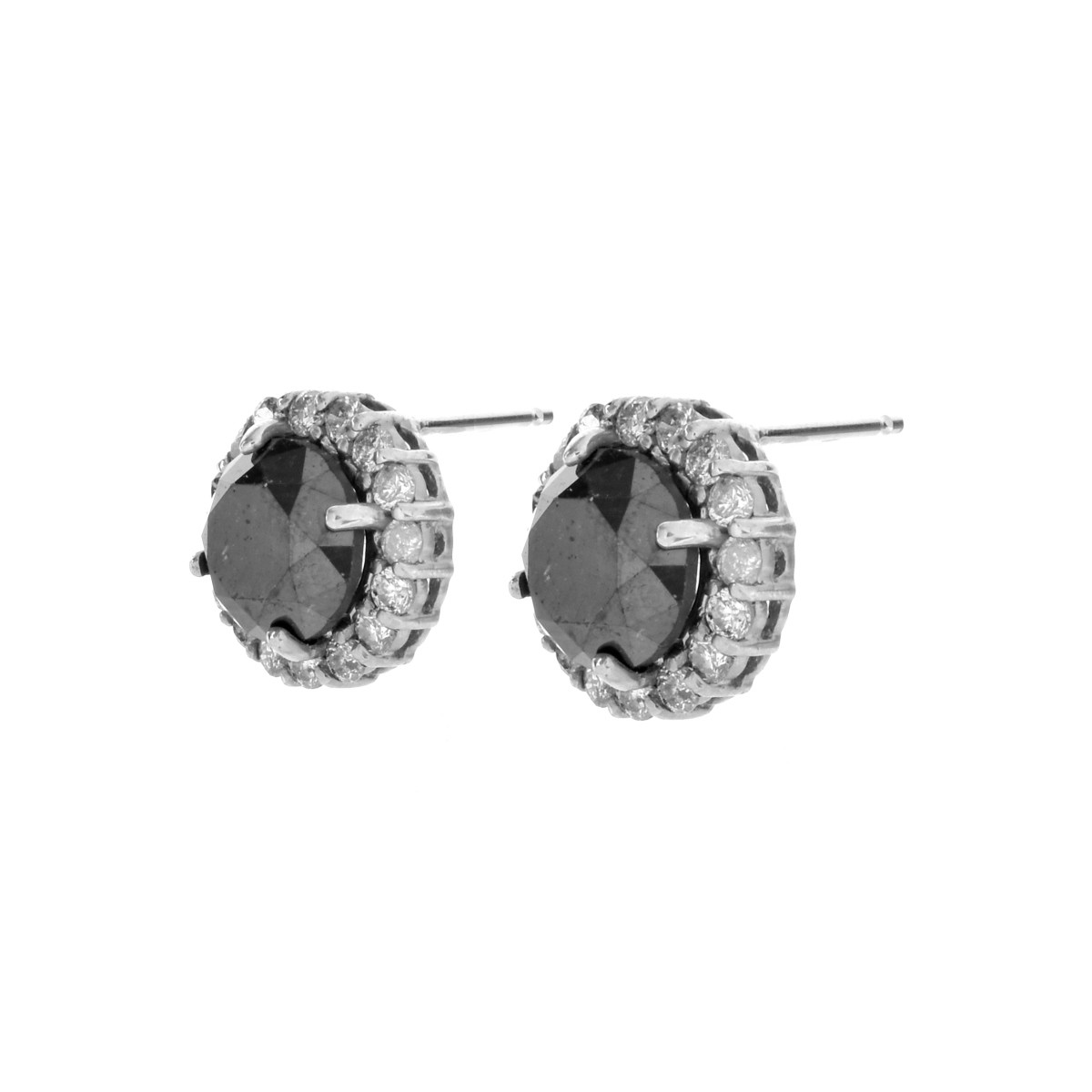 Black and White Diamond and 14K Gold Earrings