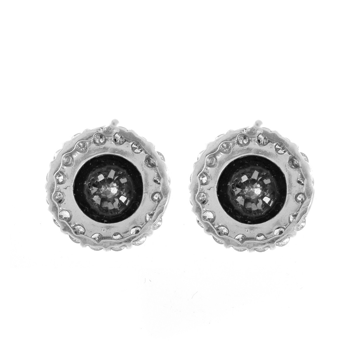 Black and White Diamond and 14K Gold Earrings